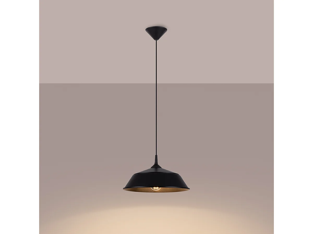 Lampes suspendues Quarix scandinave en acier - 1 sources lumineuses 4000K - L.34 x H.74 cm - noir