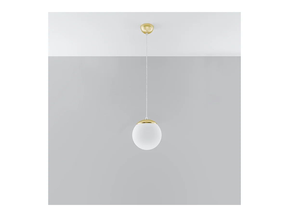 Lampes suspendues Stera minimaliste en acier/verre - 1 sources lumineuses 3000K - L.20 x H.110 cm - or blanc