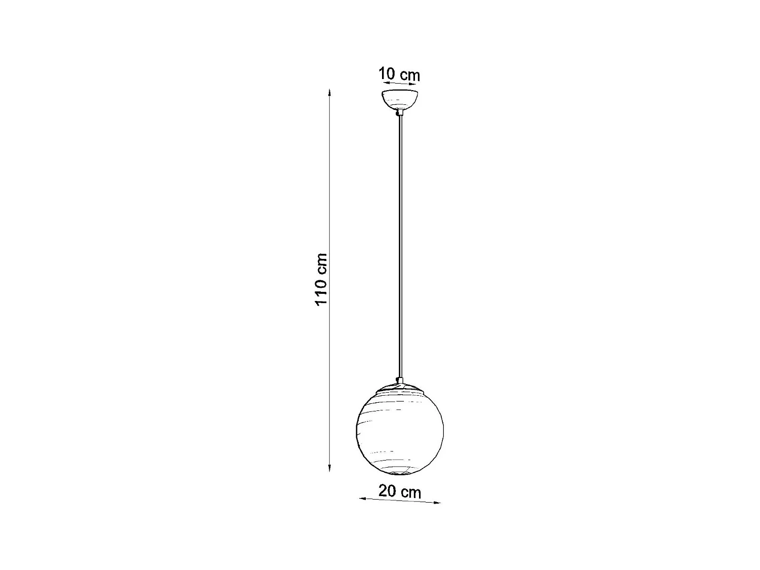Lampes suspendues Stera minimaliste en acier/verre - 1 sources lumineuses 3000K - L.20 x H.110 cm - or blanc