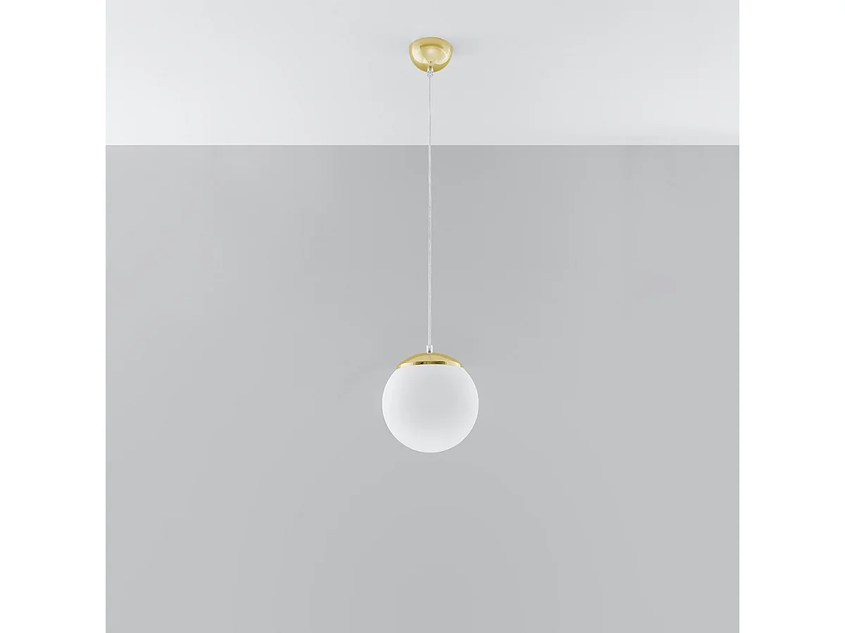 Lampes suspendues Stera minimaliste en acier/verre - 1 sources lumineuses 3000K - L.20 x H.110 cm - or blanc
