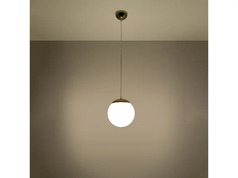 Lampy wiszące minimalistyczny Stera, stal/szkło - 1 źródło światła 3000K - L.20 x H.110 cm - biały/złoty