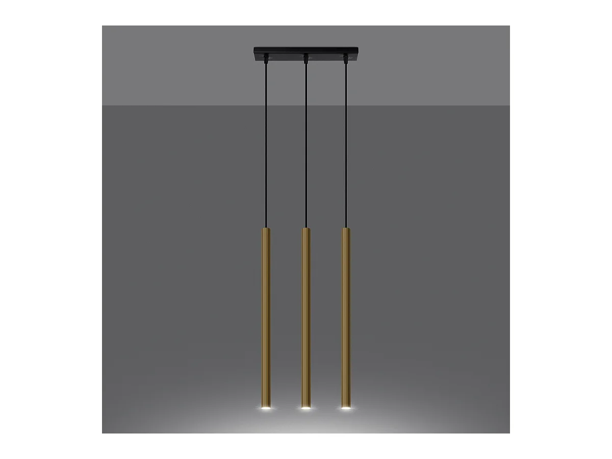 Lampy wiszące nowoczesny Brill, stal - 3 źródło światła 3000K - L.30 x H.90 cm - złoty połysk