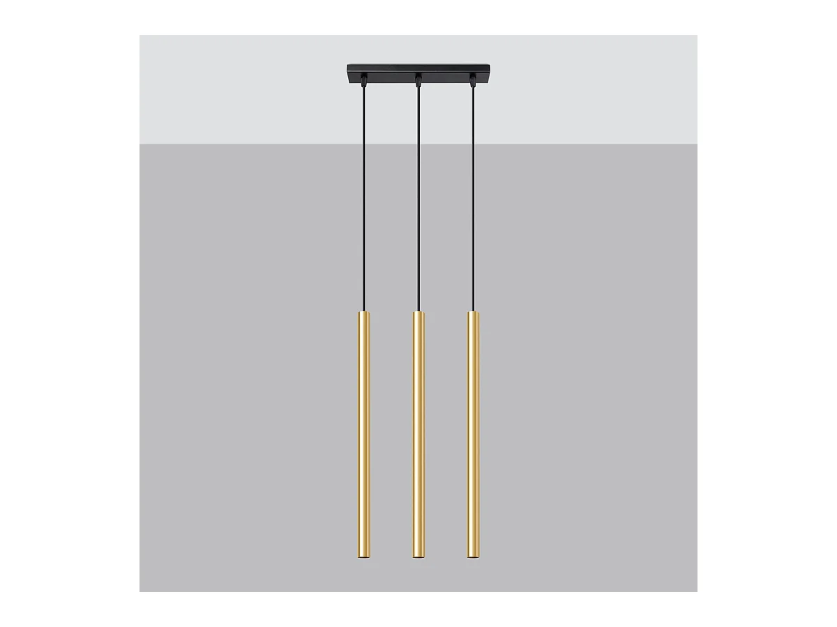 Lampy wiszące nowoczesny Brill, stal - 3 źródło światła 3000K - L.30 x H.90 cm - złoty połysk