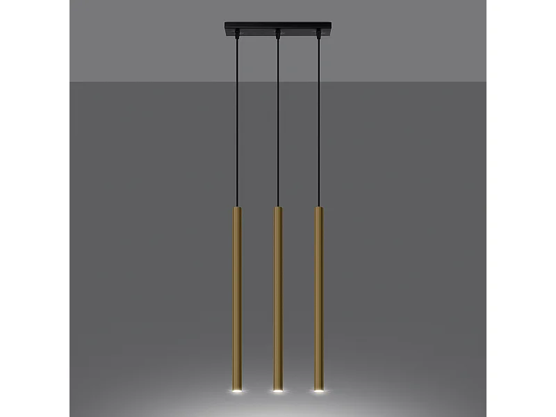 Hanglampen Brill modern van  - 3 lichtbronnen 3000K - L.30 x H.90 cm - gouden glans