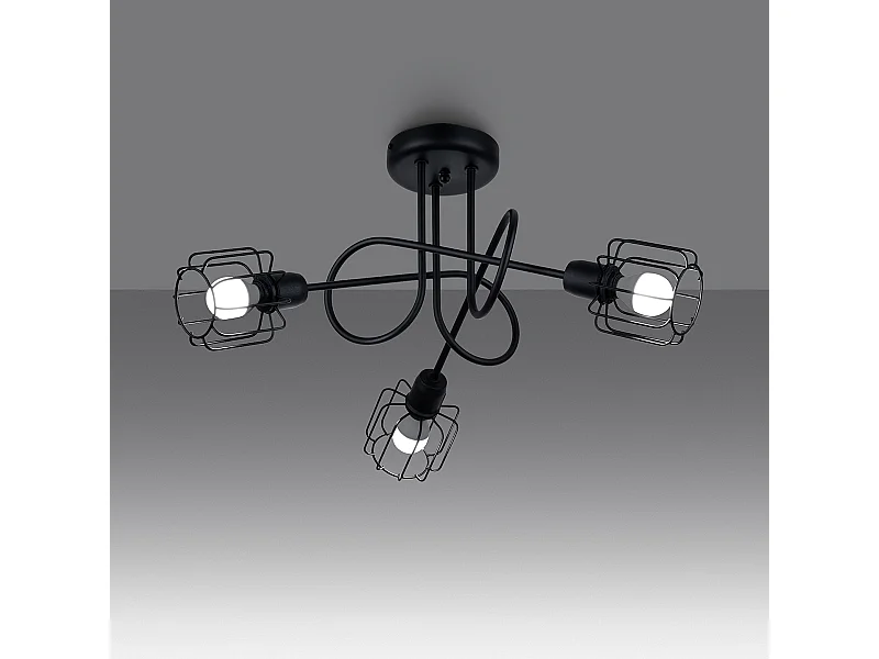 Lustres Celubi moderne en acier - 3 sources lumineuses 3000K - L.48 x H.28,5 cm - noir