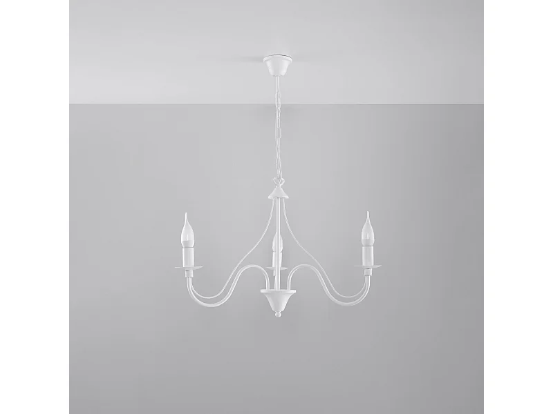 Lustres Vivow moderne en acier - 3 sources lumineuses 4000K - L.60 x H.80 cm - blanc