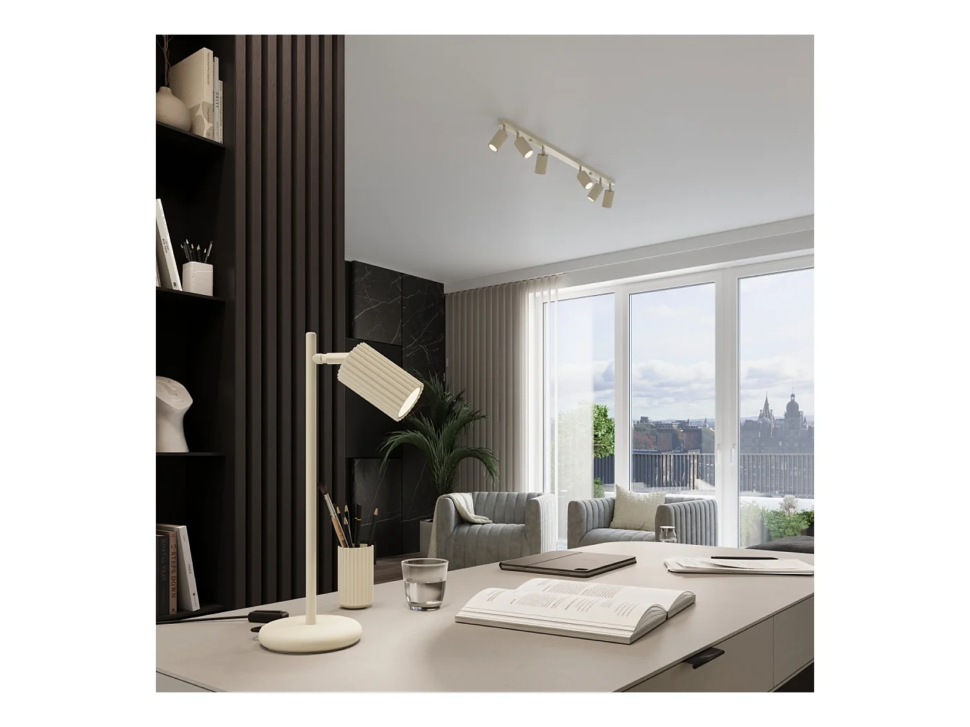 Hanglamp Gloow minimalistisch van  - 1 lichtbronnen 4000K - L.8 x H.118 cm - beige