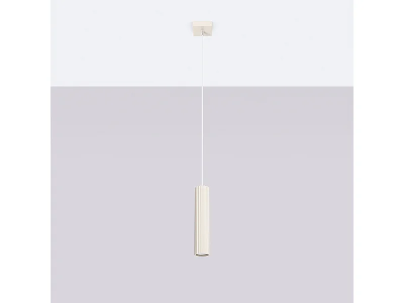 Lampa wisząca minimalistyczny Gloow, aluminium - 1 źródło światła 4000K - L.8 x H.118 cm - beżowy