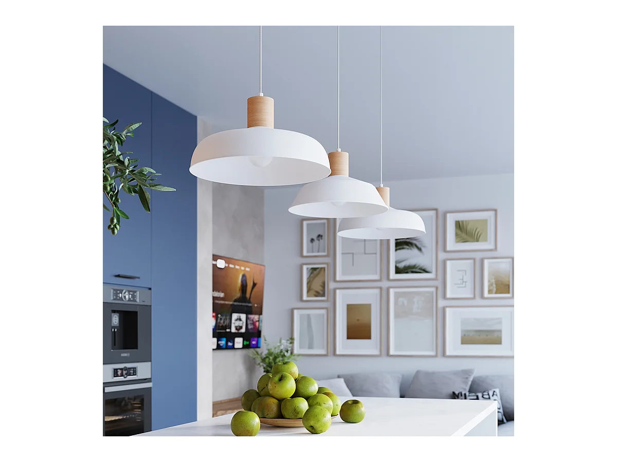 Lampy wiszące skandynawski Fanova, stal - 1 źródło światła 3000K - L.34 x H.120 cm - biały