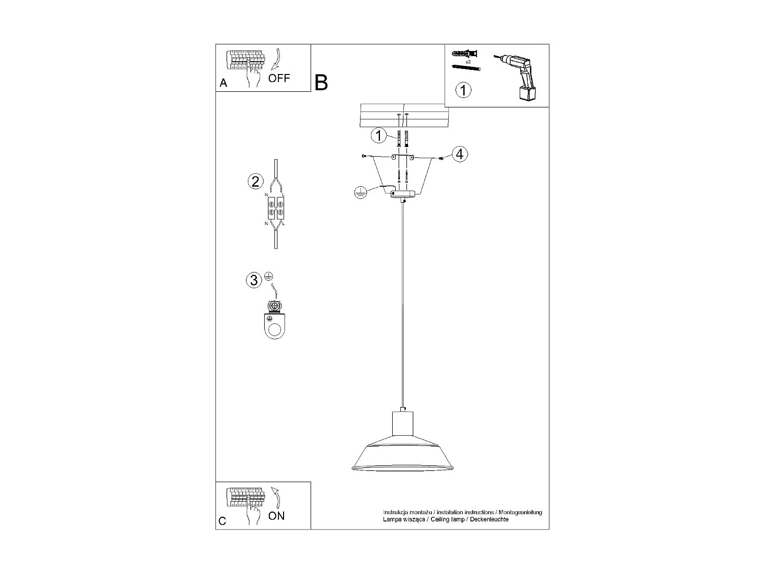 Lampes suspendues Fanova scandinave en acier - 1 sources lumineuses 3000K - L.34 x H.120 cm - blanc