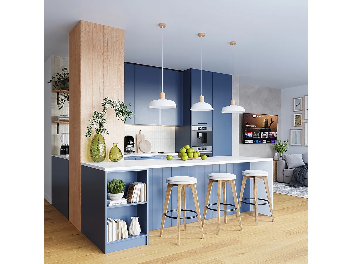 Lampes suspendues Fanova scandinave en acier - 1 sources lumineuses 3000K - L.34 x H.120 cm - blanc