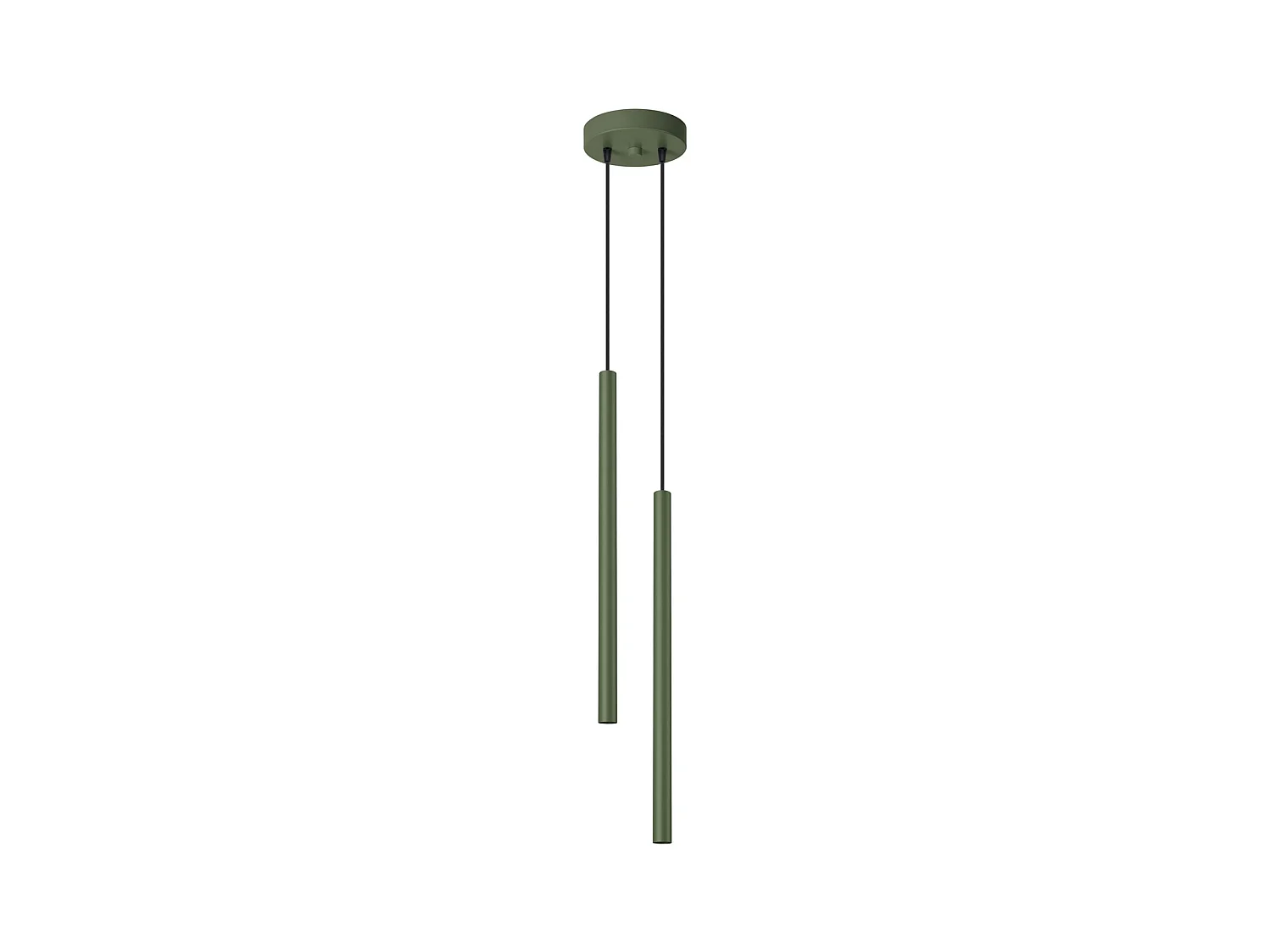 Lampada a sospensione Brill moderno di acciaio - 2 sorgenti luminose 4000K - L.15 x A.104 cm - verde oliva