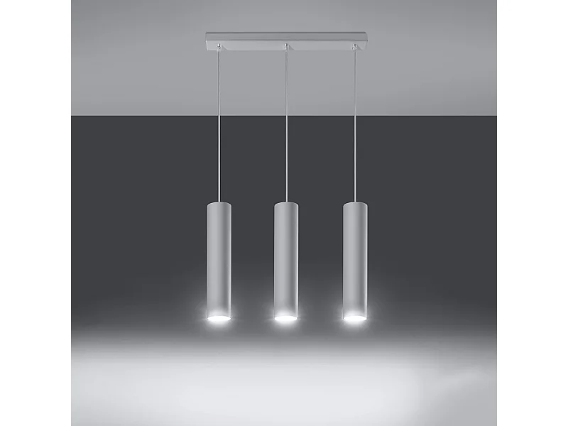 Lampes suspendues Toris moderne en acier - 3 sources lumineuses 3000K - L.45 x H.90 cm - blanc