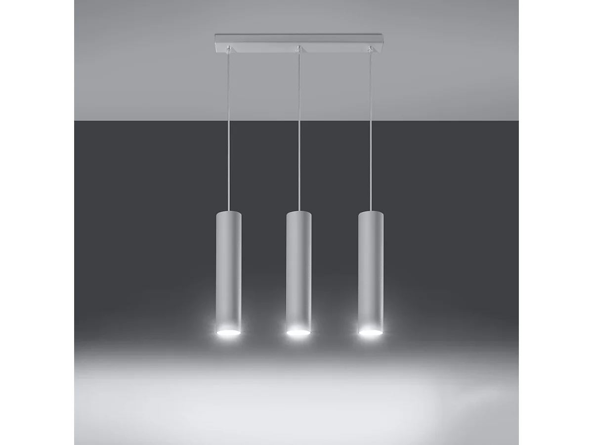 Lampes suspendues Toris moderne en acier - 3 sources lumineuses 3000K - L.45 x H.90 cm - blanc