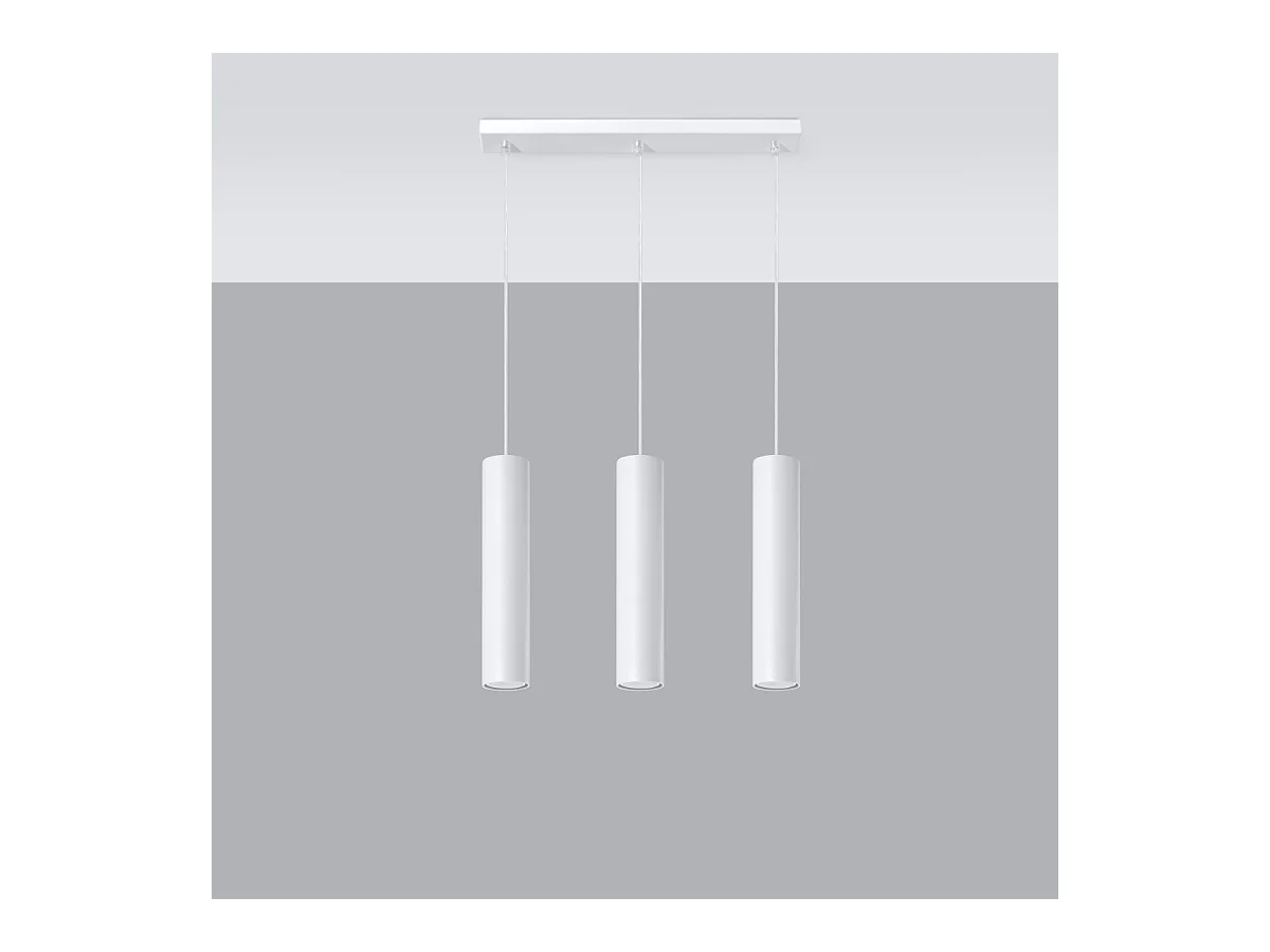 Lampes suspendues Toris moderne en acier - 3 sources lumineuses 3000K - L.45 x H.90 cm - blanc