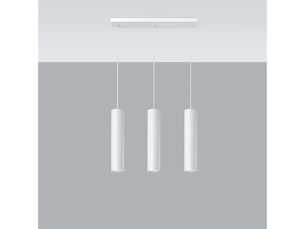 Lampes suspendues Toris moderne en acier - 3 sources lumineuses 3000K - L.45 x H.90 cm - blanc
