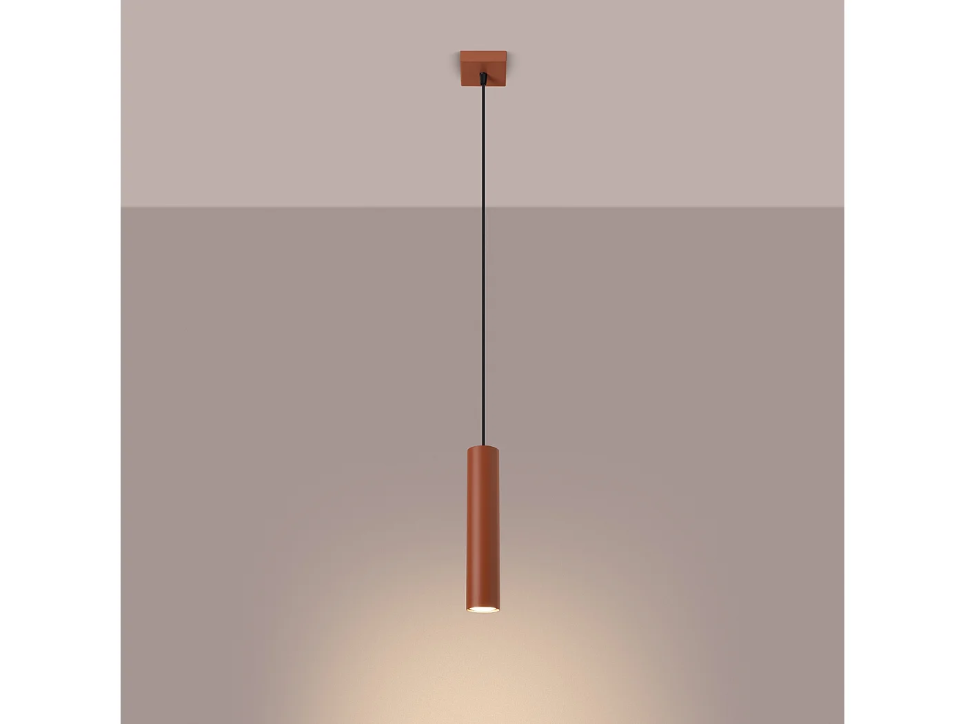 Lampa wisząca loft Toris, stal - 1 źródło światła 3000K - L.8 x H.118 cm - ochra czerwona