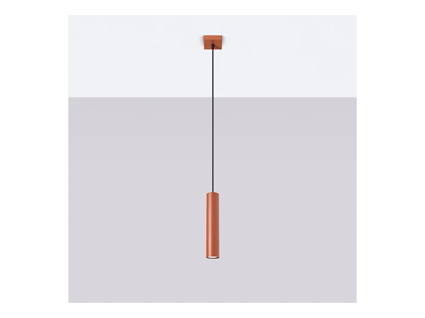 Lampa wisząca loft Toris, stal - 1 źródło światła 3000K - L.8 x H.118 cm - ochra czerwona