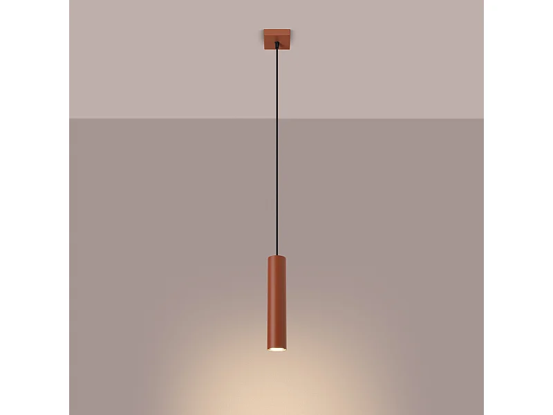 Lampe à suspension Toris grenier en acier - 1 sources lumineuses 3000K - L.8 x H.118 cm - ocre rouge