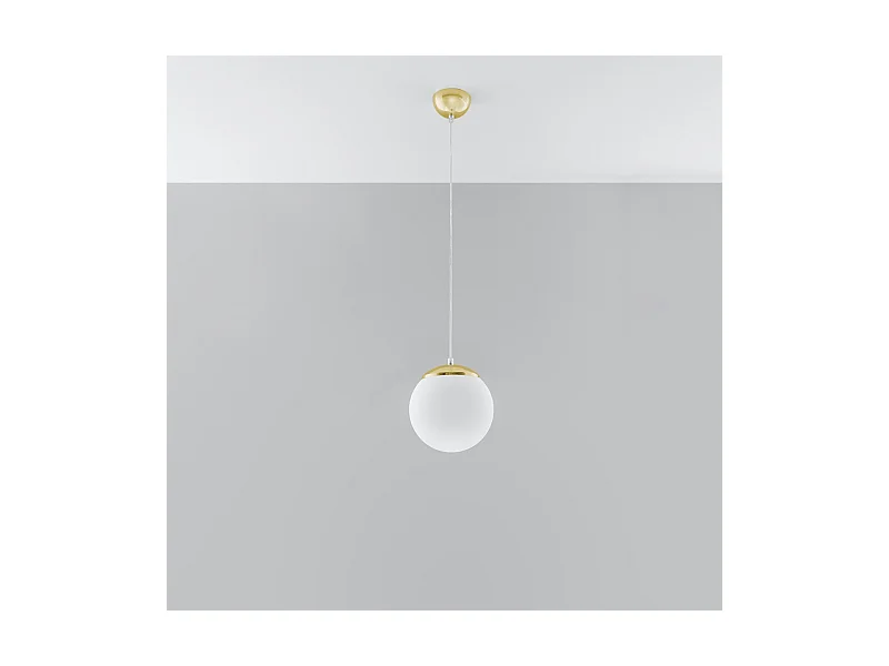 Lampes suspendues Stera minimaliste en acier/verre - 1 sources lumineuses 4000K - L.20 x H.110 cm - or blanc