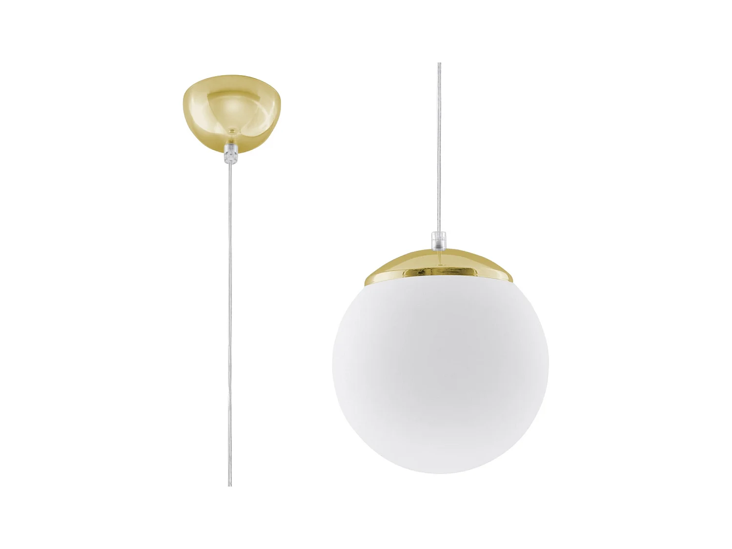 Lampes suspendues Stera minimaliste en acier/verre - 1 sources lumineuses 4000K - L.20 x H.110 cm - or blanc