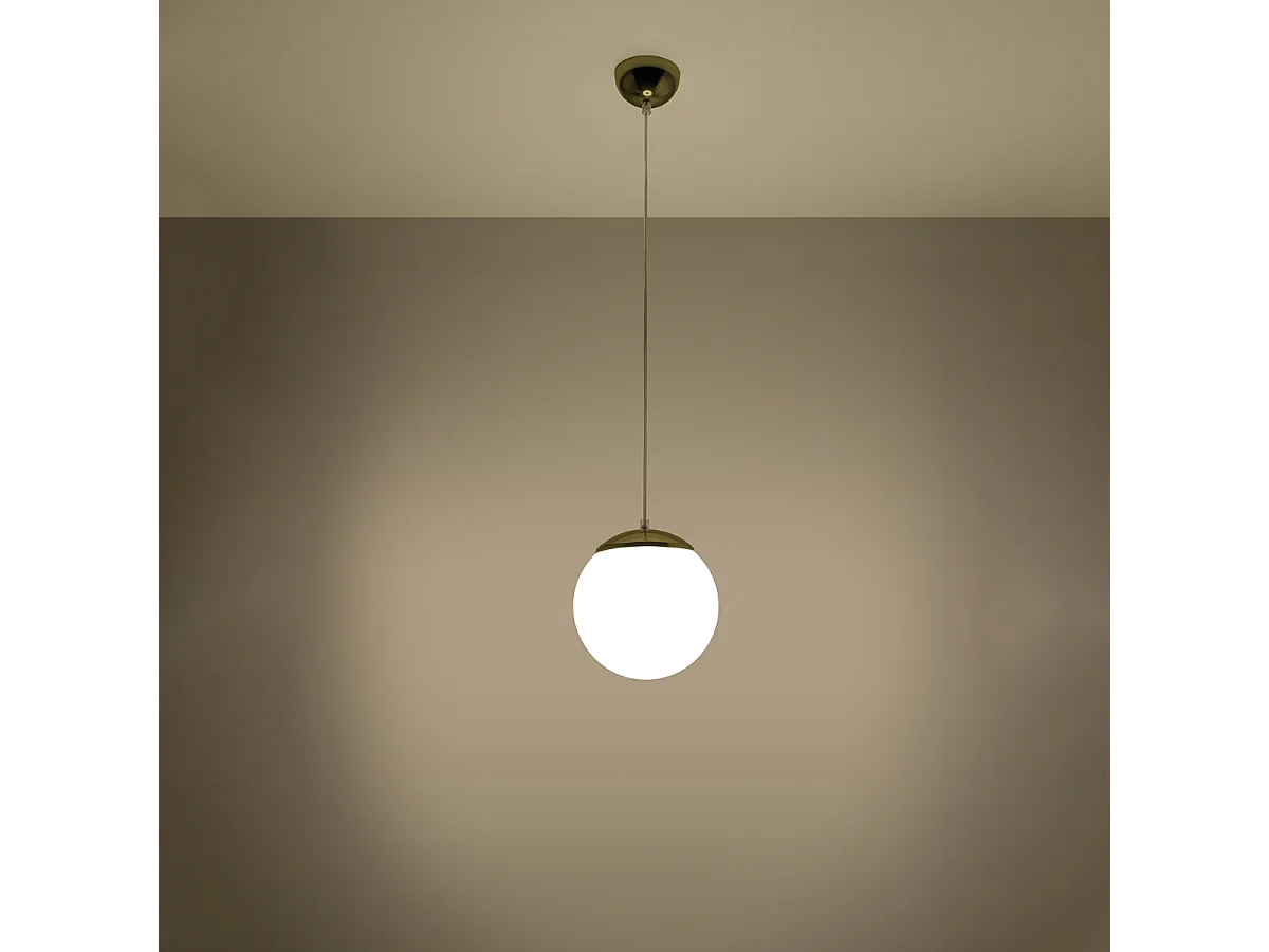 Lampes suspendues Stera minimaliste en acier/verre - 1 sources lumineuses 4000K - L.20 x H.110 cm - or blanc