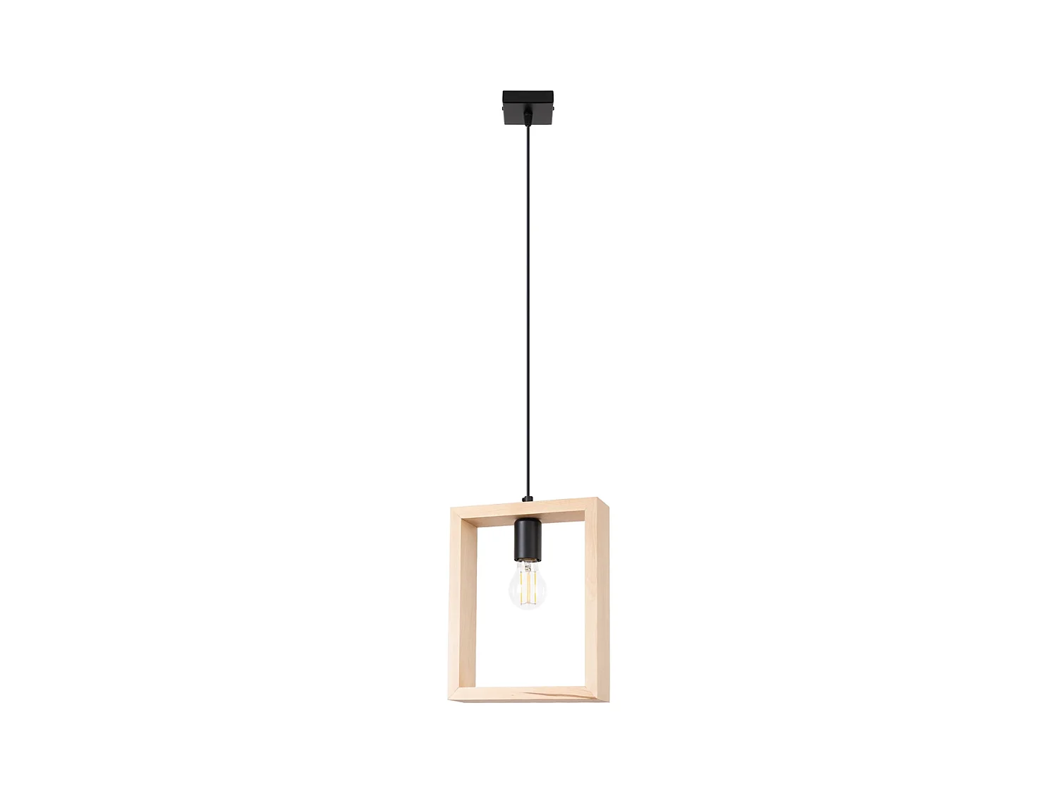 Lampy wiszące skandynawski Zodiara, stal/drewno - 1 źródło światła 4000K - L.24 x H.133 cm - naturalne drewno