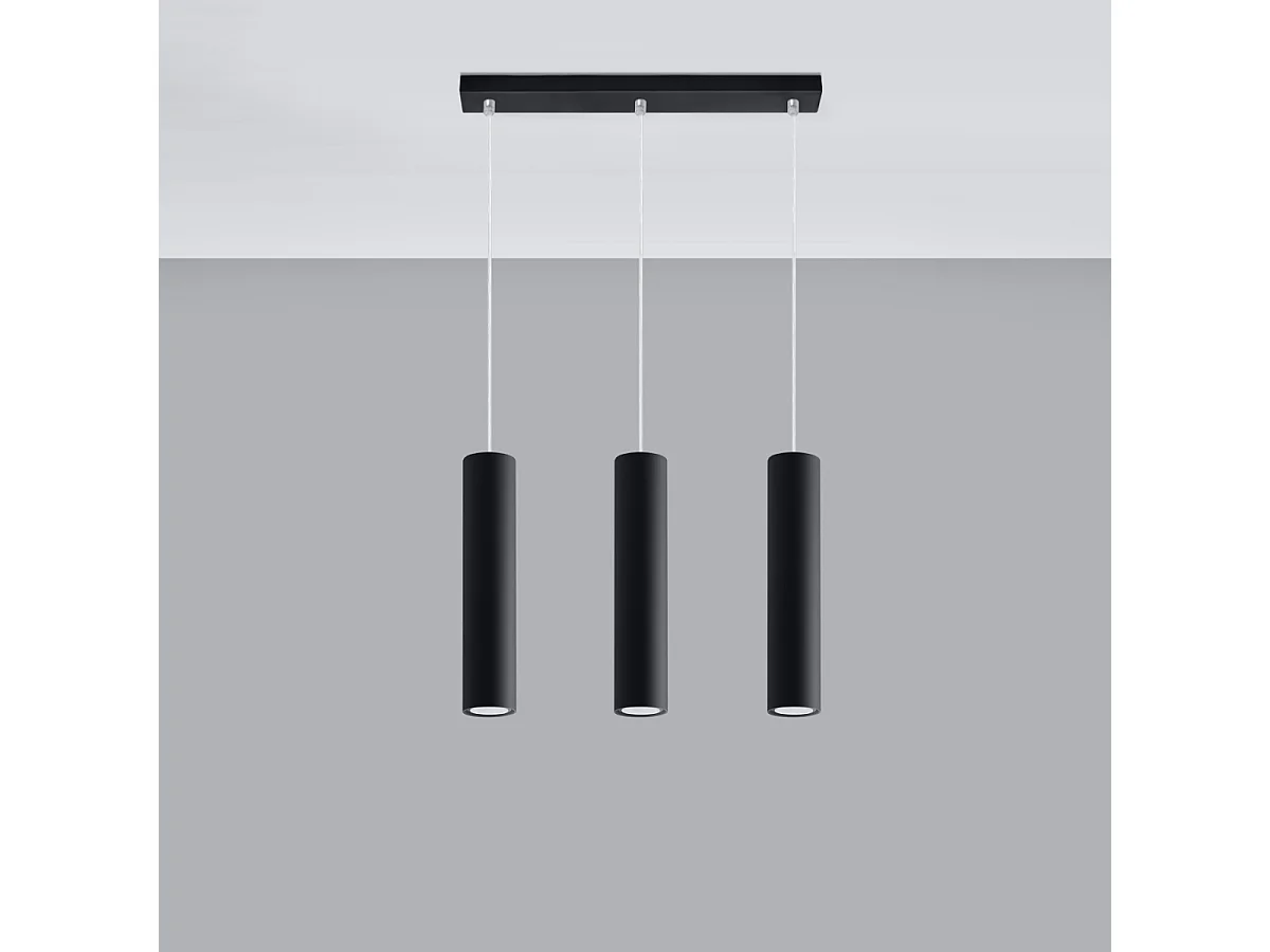 Hanglampen Toris modern van  - 3 lichtbronnen 4000K - L.45 x H.90 cm - zwart