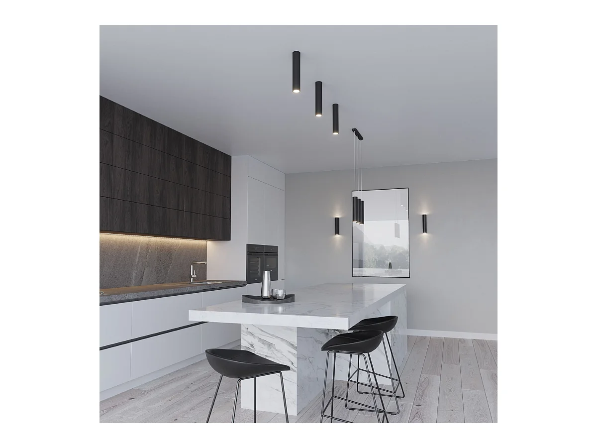 Hanglampen Toris modern van  - 3 lichtbronnen 4000K - L.45 x H.90 cm - zwart