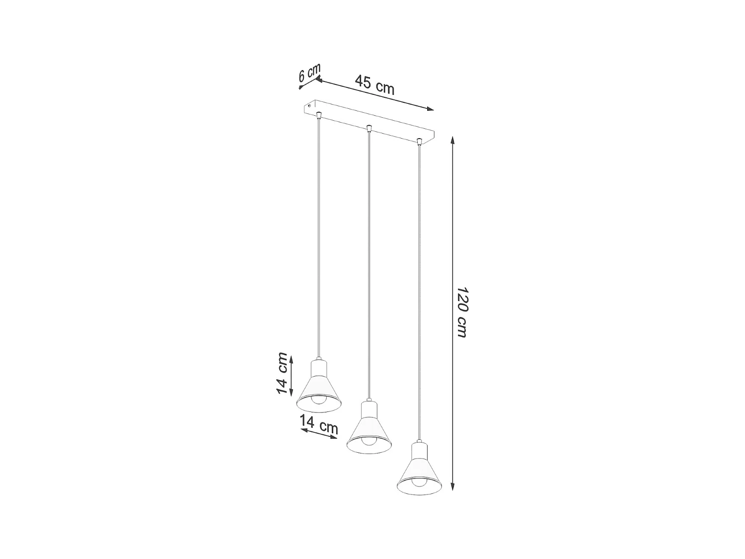 Lampade a sospensione Faldura moderno di acciaio - 3 sorgenti luminose 3000K - L.45 x A.120 cm - bianco