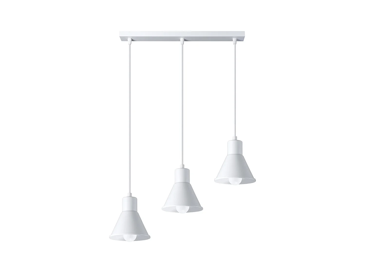 Lampade a sospensione Faldura moderno di acciaio - 3 sorgenti luminose 3000K - L.45 x A.120 cm - bianco