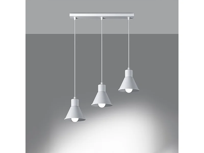 Lampes suspendues Faldura moderne en acier - 3 sources lumineuses 3000K - L.45 x H.120 cm - blanc