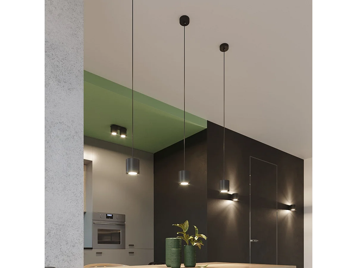Lampes suspendues Celeris moderne en aluminium - 1 sources lumineuses 4000K - L.10 x H.110 cm - noir