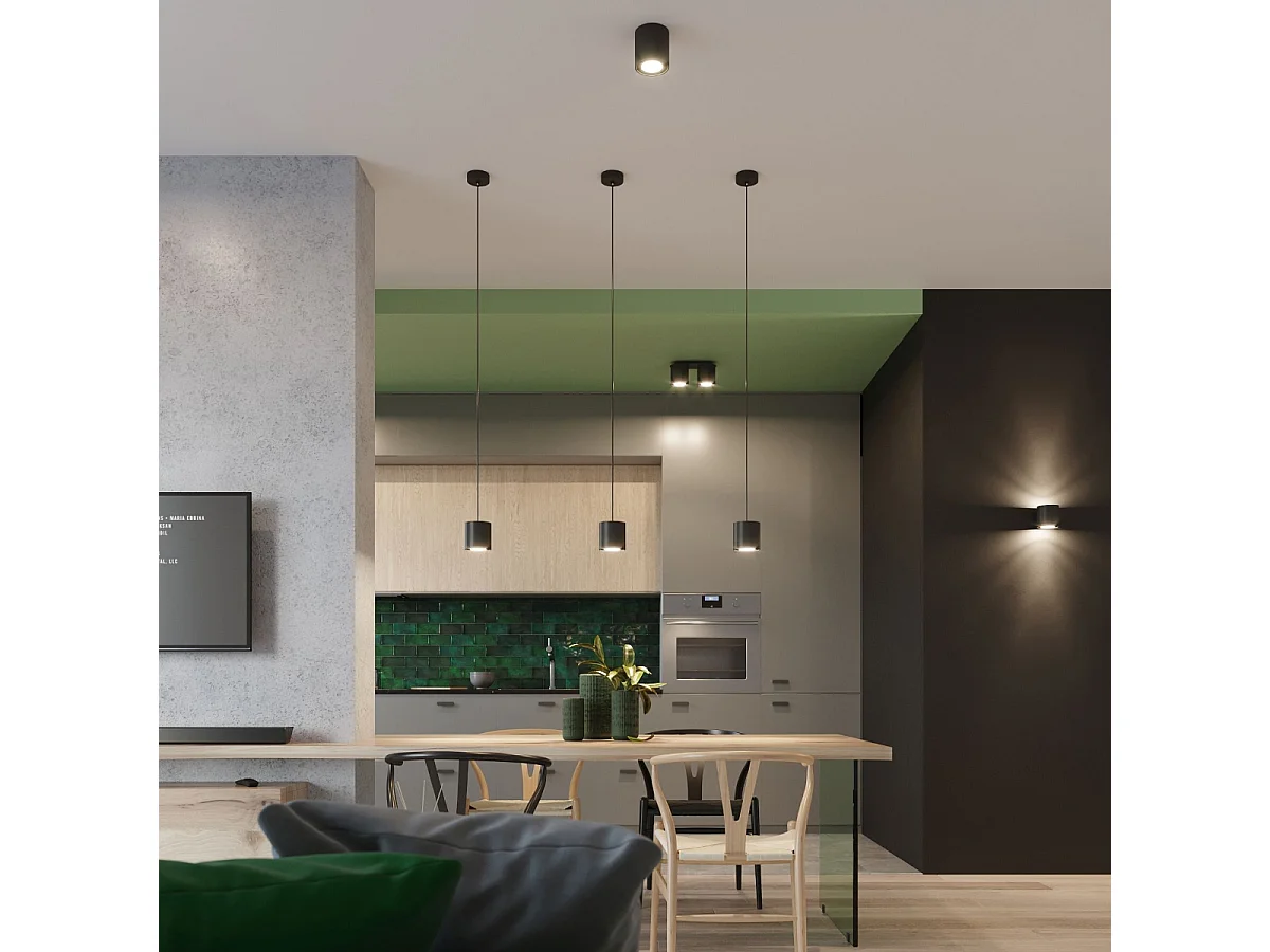 Lampes suspendues Celeris moderne en aluminium - 1 sources lumineuses 4000K - L.10 x H.110 cm - noir