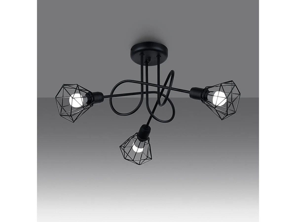 Kroonluchters Lunova modern van  - 3 lichtbronnen 3000K - L.48 x H.28,5 cm - zwart