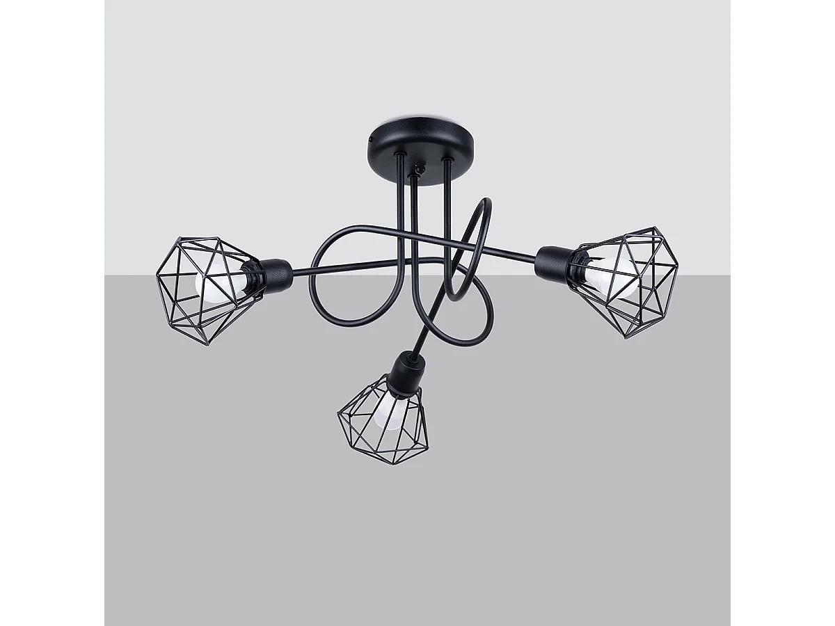 Kroonluchters Lunova modern van  - 3 lichtbronnen 3000K - L.48 x H.28,5 cm - zwart