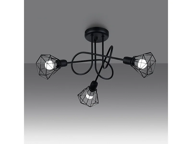 Kroonluchters Lunova modern van  - 3 lichtbronnen 3000K - L.48 x H.28,5 cm - zwart