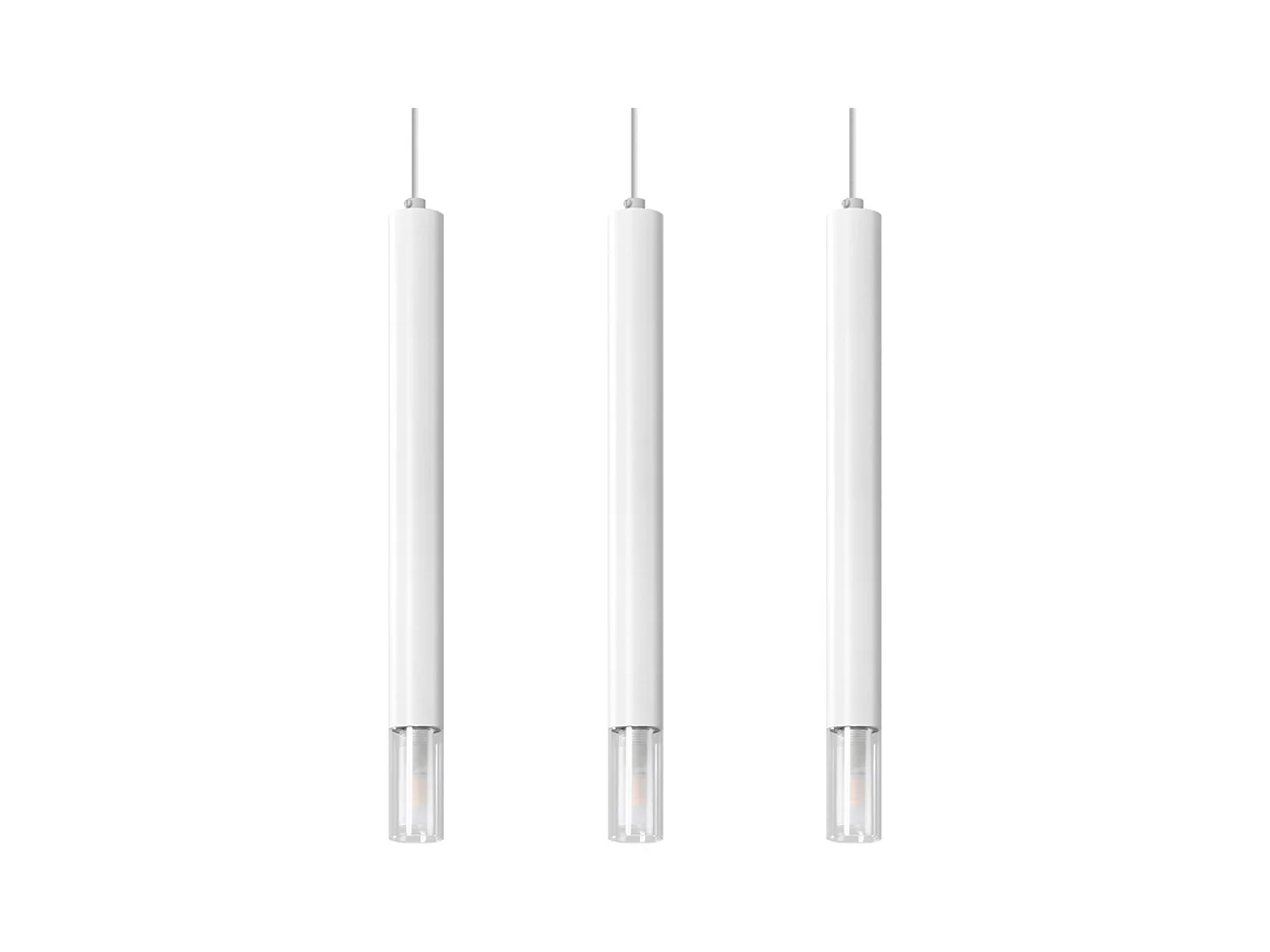 Lampes suspendues Eclim moderne en acier/verre - 3 sources lumineuses 3000K - L.45 x H.120 cm - blanc