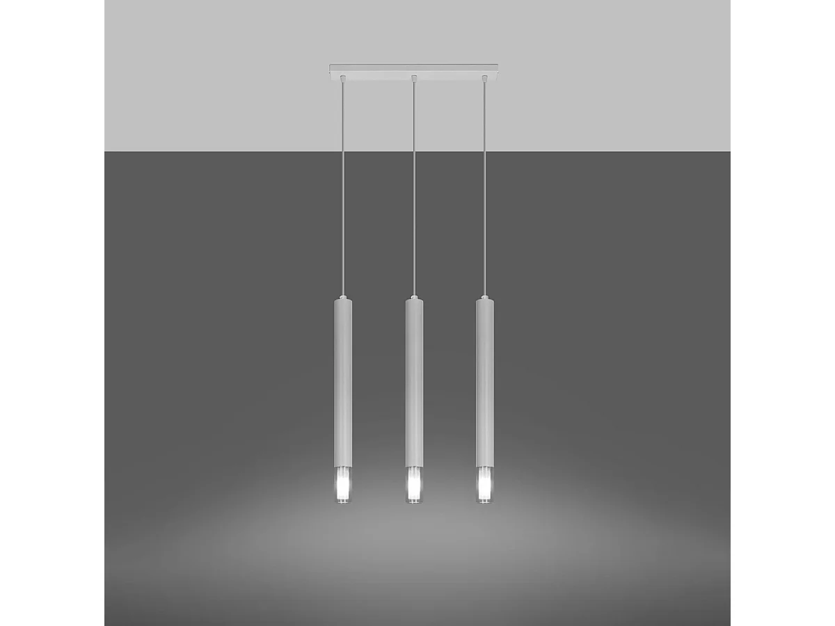 Lampes suspendues Eclim moderne en acier/verre - 3 sources lumineuses 3000K - L.45 x H.120 cm - blanc