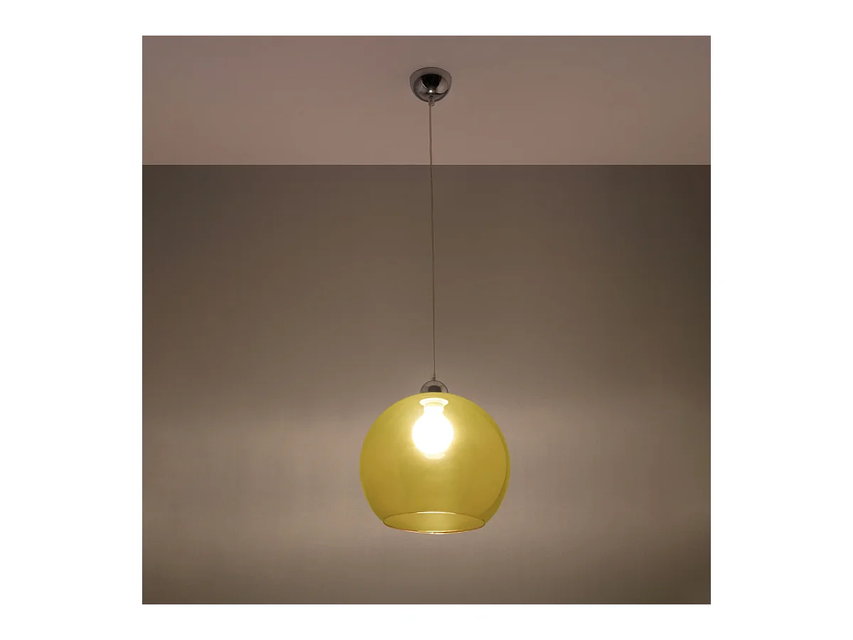 Lampade a sospensione Esfera minimalista di acciaio/vetro - 1 sorgenti luminose 4000K - L.30 x A.120 cm - giallo