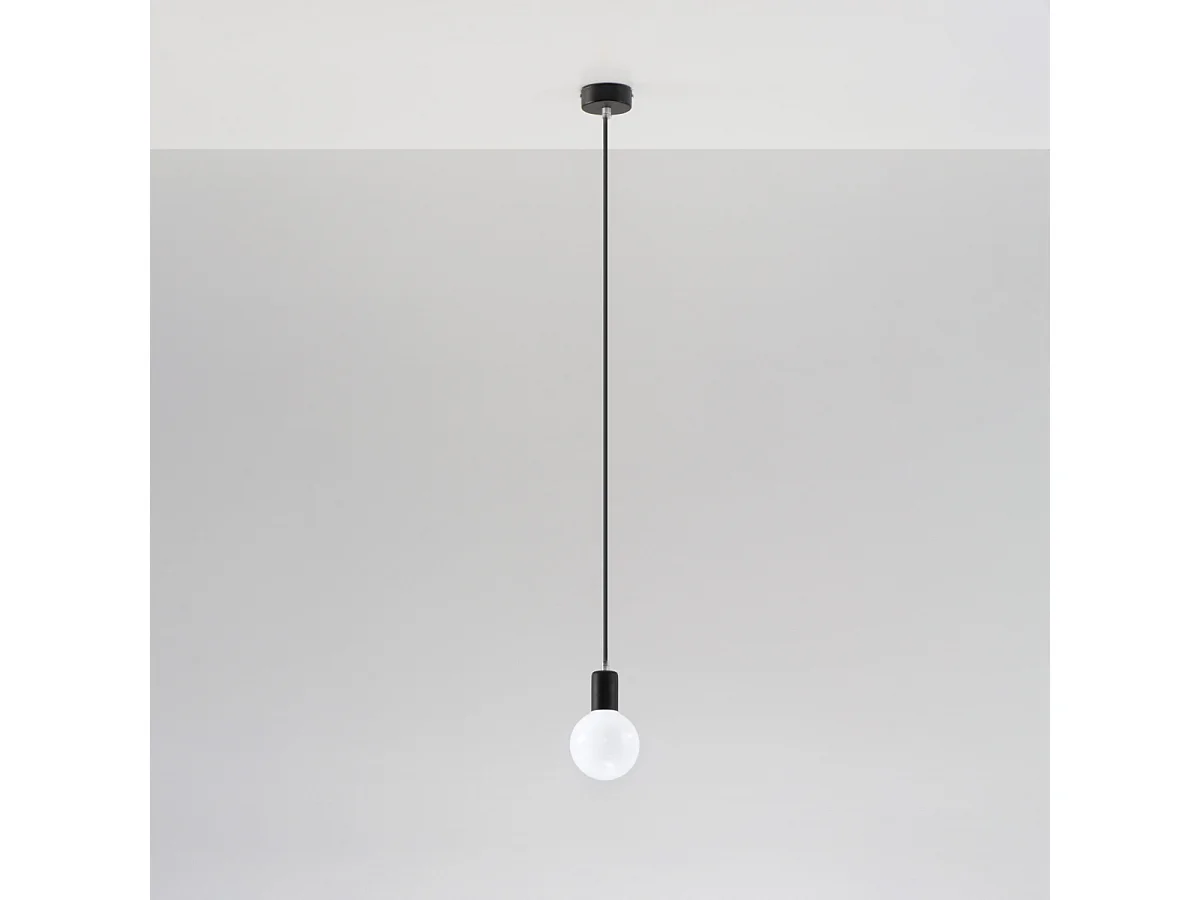 Lampes suspendues Speis moderne en tissu/acier - 1 sources lumineuses 4000K - L.8 x H.106 cm - noir