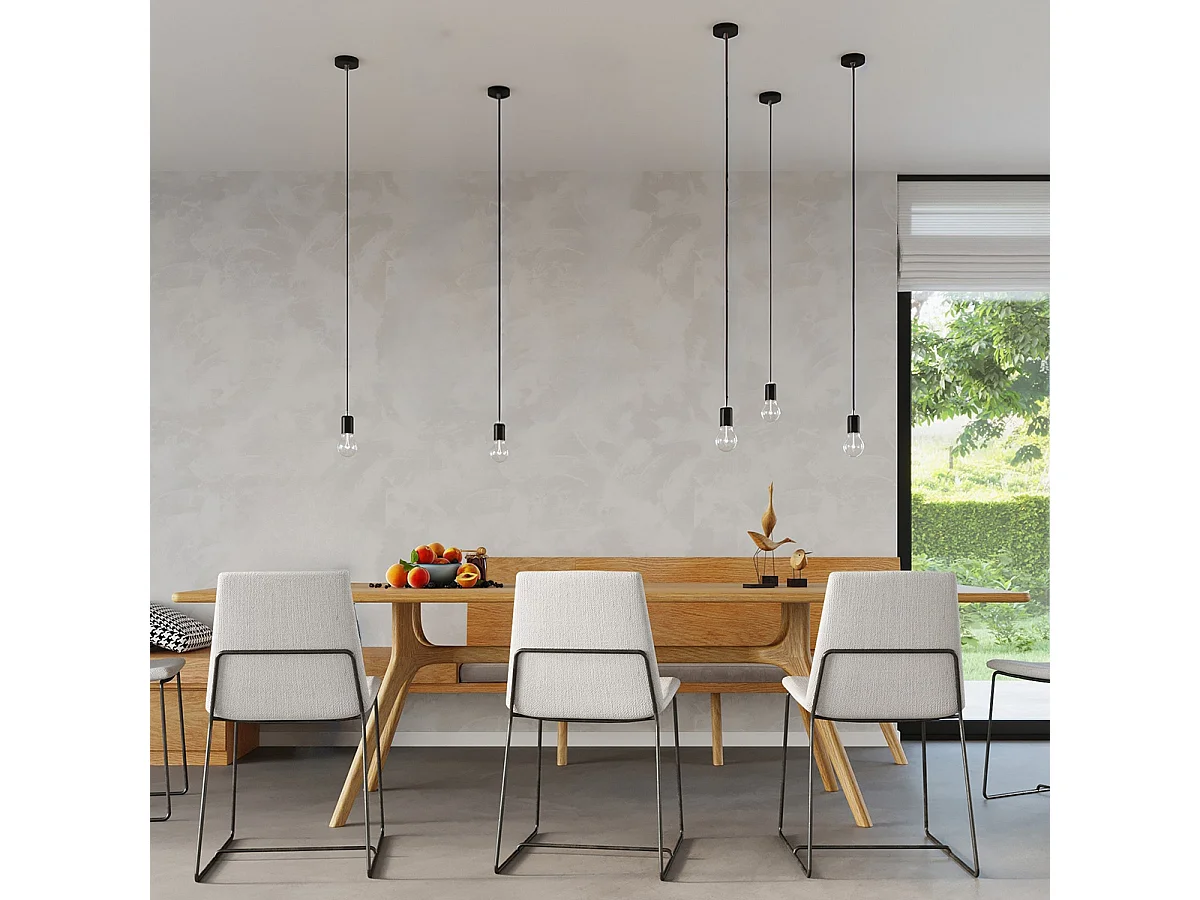 Lampes suspendues Speis moderne en tissu/acier - 1 sources lumineuses 4000K - L.8 x H.106 cm - noir