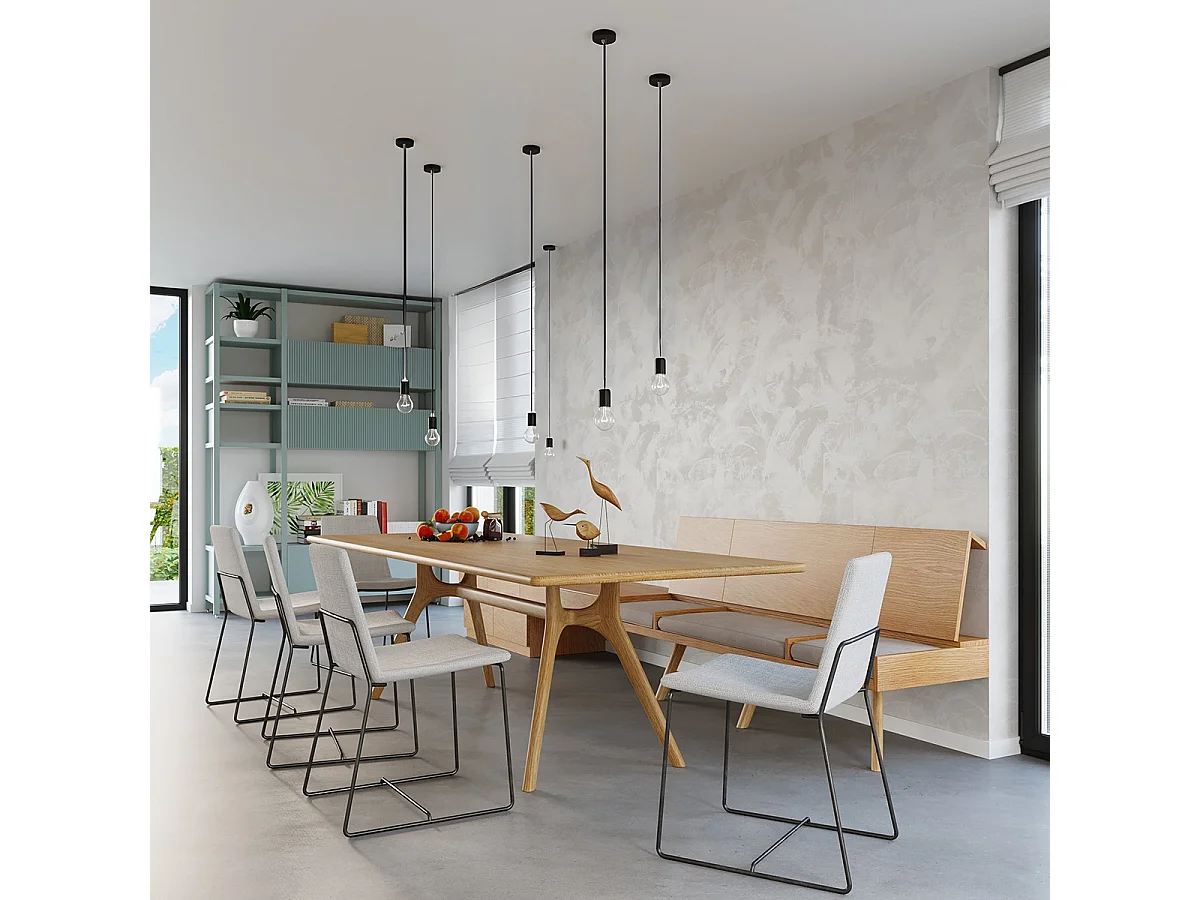 Lampes suspendues Speis moderne en tissu/acier - 1 sources lumineuses 4000K - L.8 x H.106 cm - noir