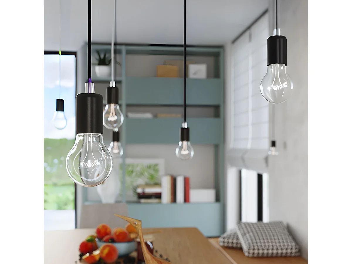 Lampes suspendues Speis moderne en tissu/acier - 1 sources lumineuses 4000K - L.8 x H.106 cm - noir