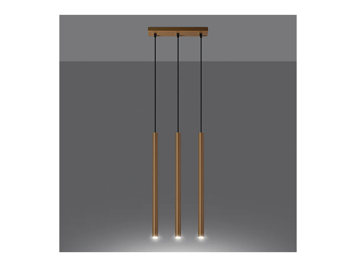 Lampy wiszące nowoczesny Brill, stal - 3 źródło światła 4000K - L.30 x H.115 cm - złoty
