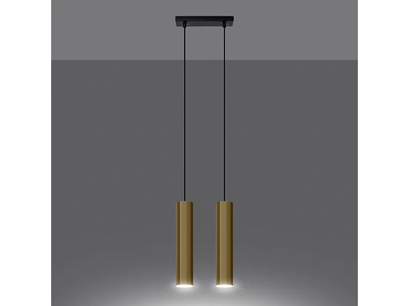 Lampy wiszące nowoczesny Toris, stal - 2 źródło światła 3000K - L.30 x H.90 cm - złoty połysk