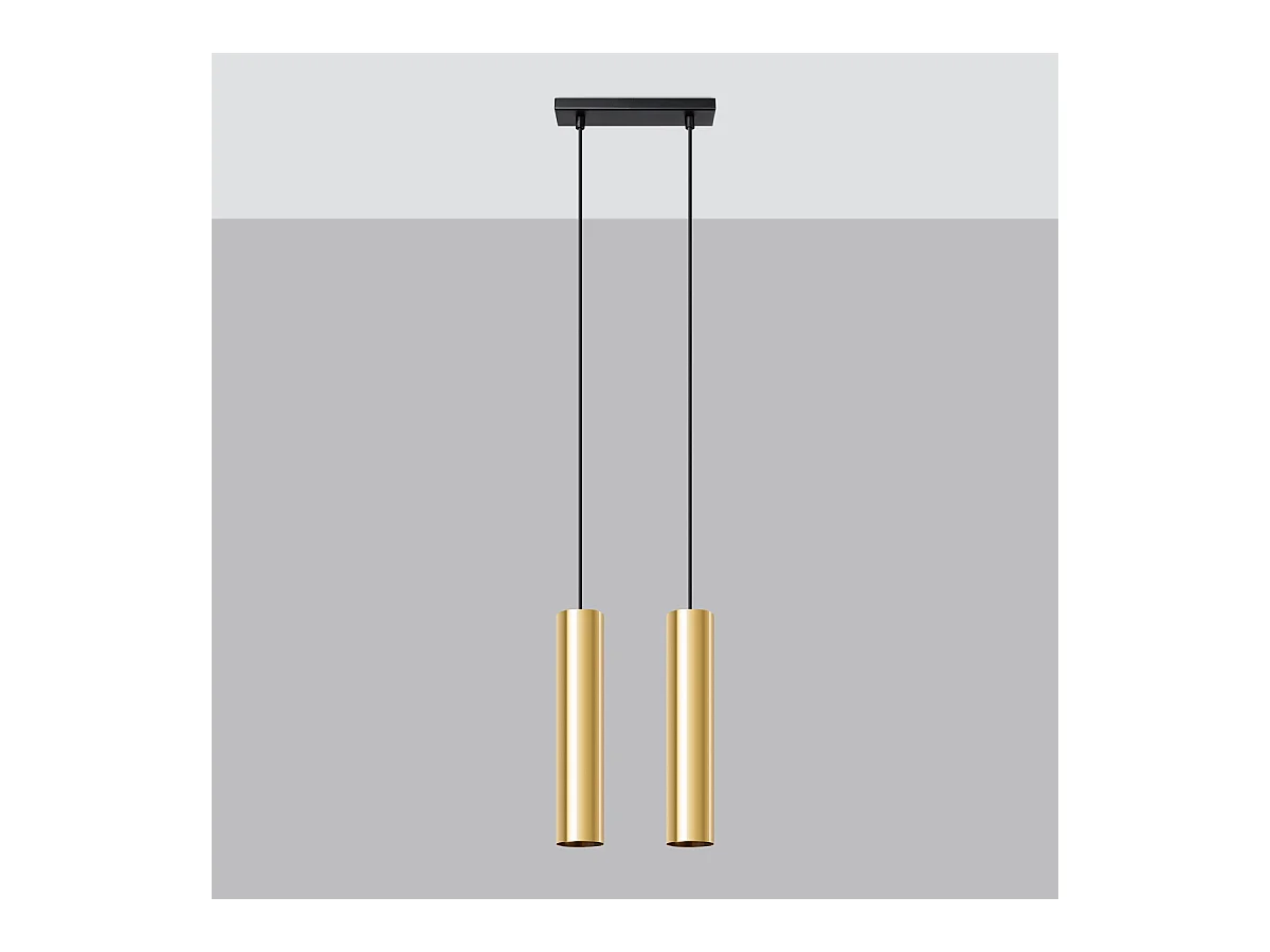 Lampy wiszące nowoczesny Toris, stal - 2 źródło światła 3000K - L.30 x H.90 cm - złoty połysk