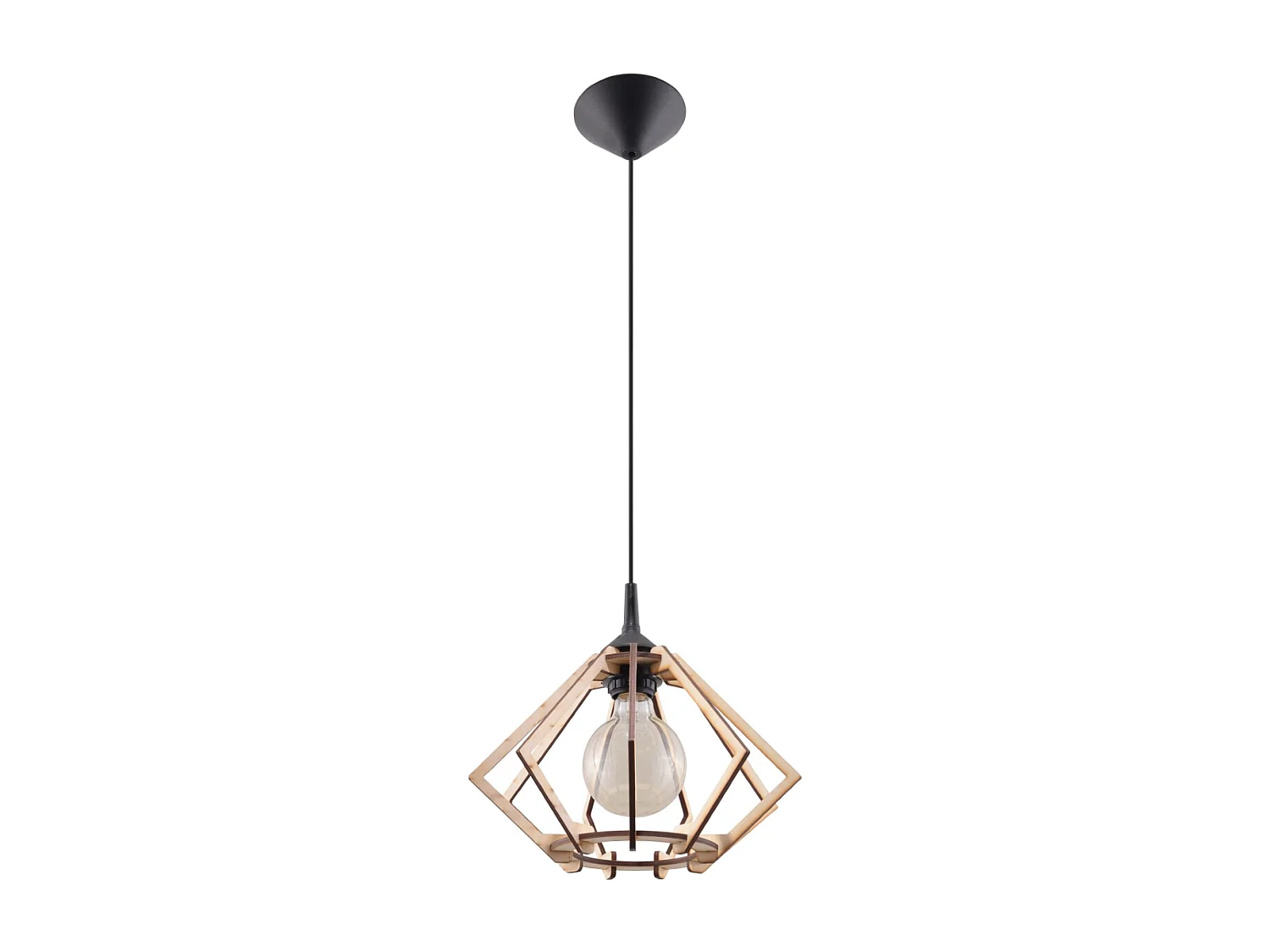 Lampes suspendues Citrubloom scandinave en bois - 1 sources lumineuses 3000K - L.27,5 x H.90 cm - bois naturel