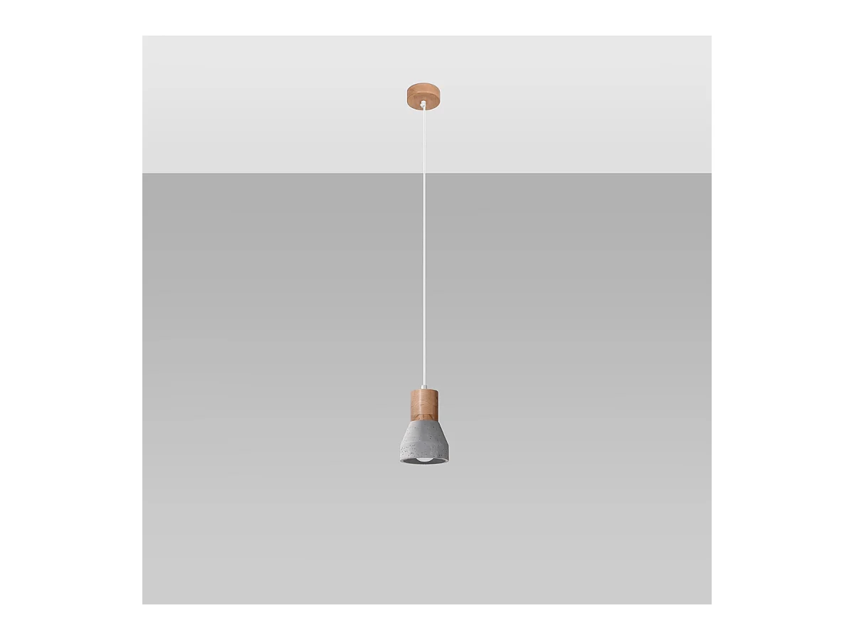 Hanglampen Polaric modern van  - 1 lichtbronnen 3000K - L.10 x H.120 cm - grijs/natuurlijk hout