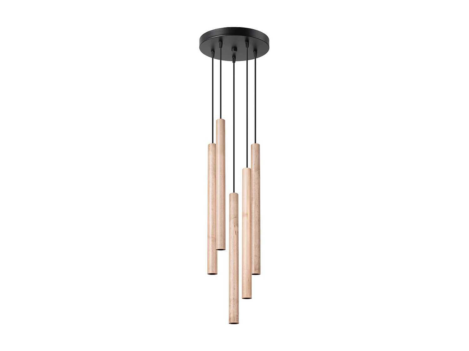 Lampes suspendues Brill moderne en acier/bois - 5 sources lumineuses 4000K - L.25 x H.110 cm - bois